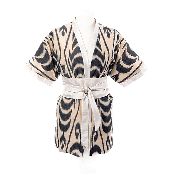 Kimono en ikat de soie reversible